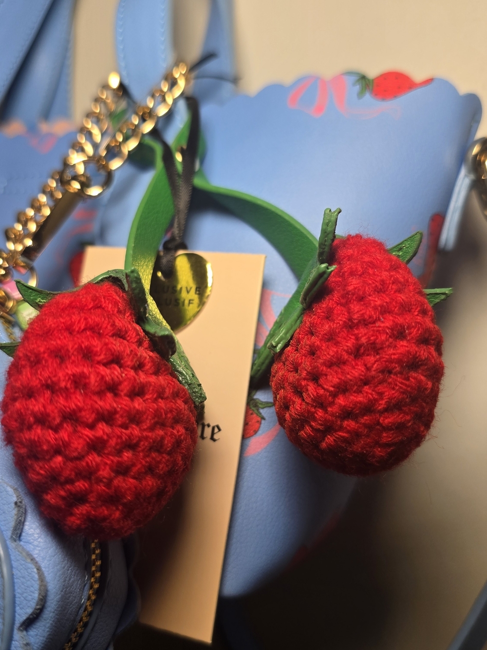 🍓 Juicy Couture Sweet Strawberry Mini Tote W/ Coin Pouch Blue New With Tags - Picture 3 of 5